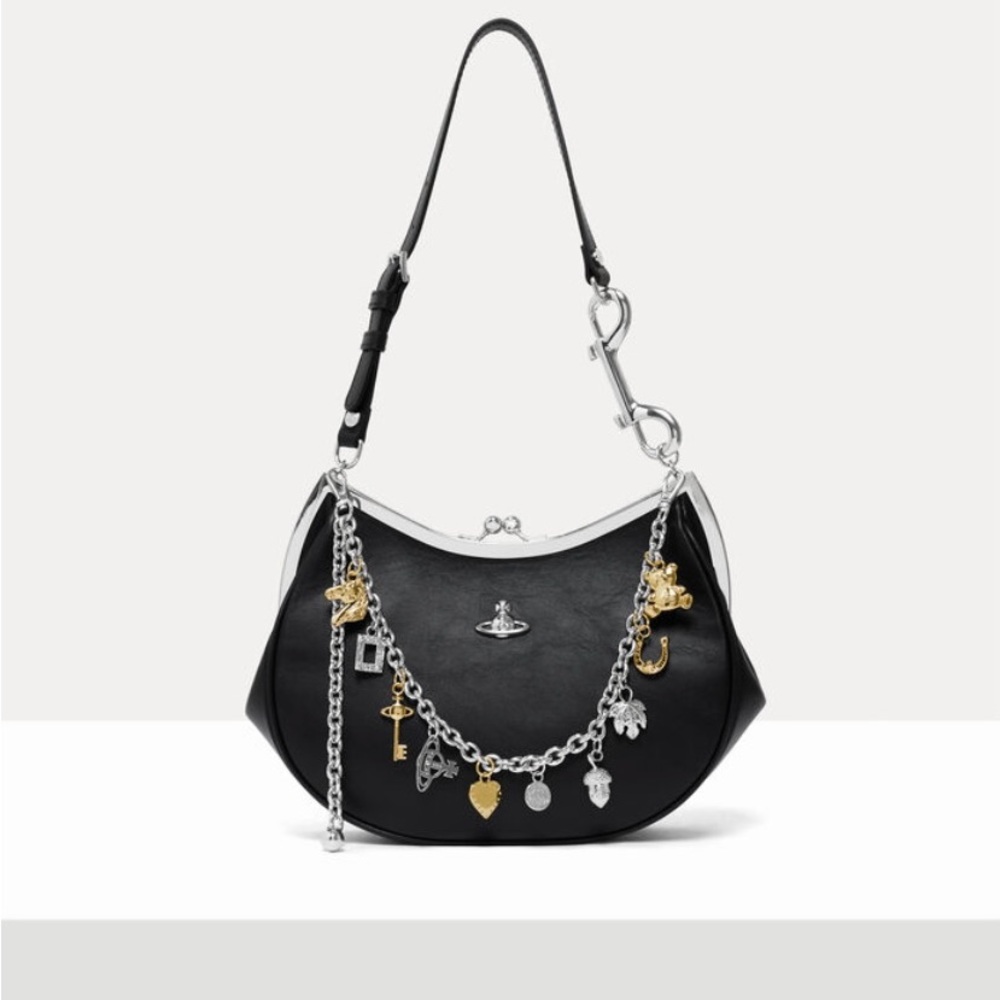 Vivienne Westwood Black Leather Charm Bag